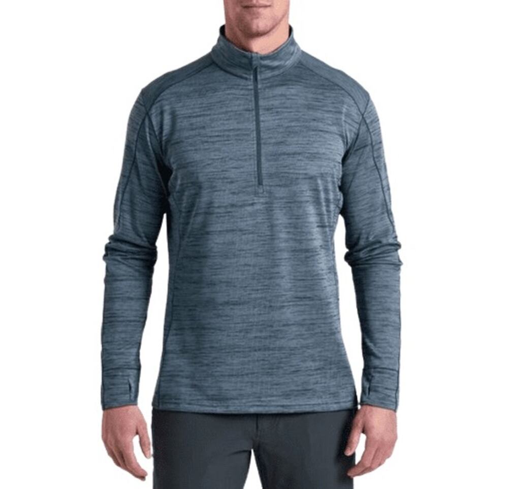 Kuhl Mens Alloy 1/4 Quarter Zip Charcoal Blue Athletic Business Casual Shirt L